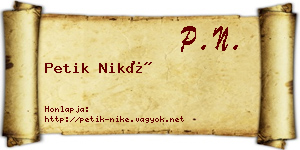 Petik Niké névjegykártya